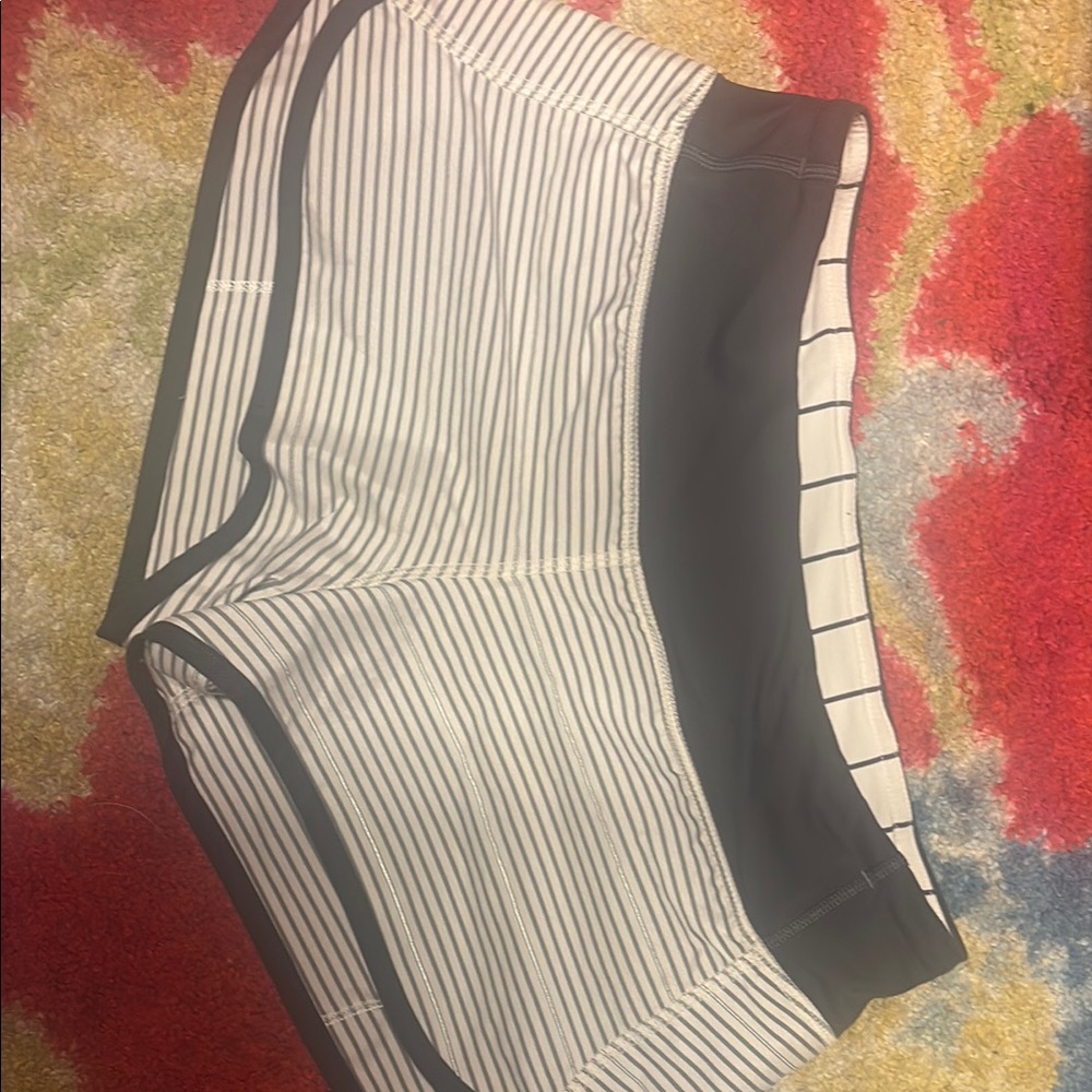 lululemon athletica Striped Athletic Shorts - Black and White